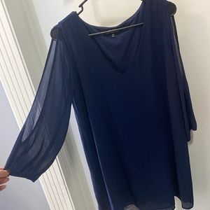 LuLus navy blue dress. Long sleeve with slit down the sleeve.